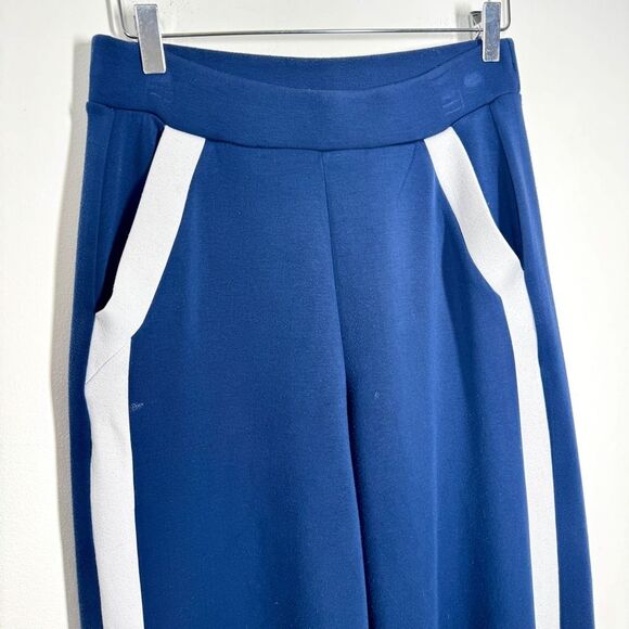 Spanx Women’s Size Large Tall AirEssentials Navy Blue Striped White Pants - Picture 11 of 16